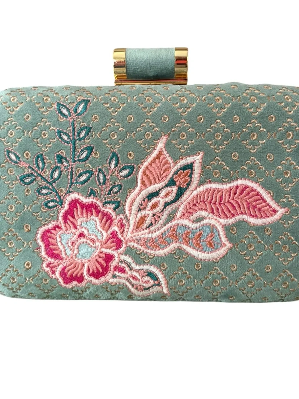 Spartina 449 Miniaudiere Embroidered Floral Velvet Box Clutch